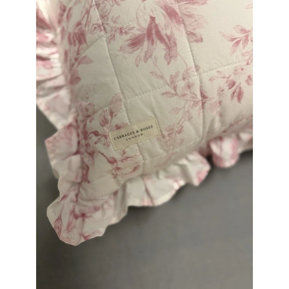 Cabbages & Roses London Pink Alderney Raspberry Quilted Euro Sham Pillows Set 2